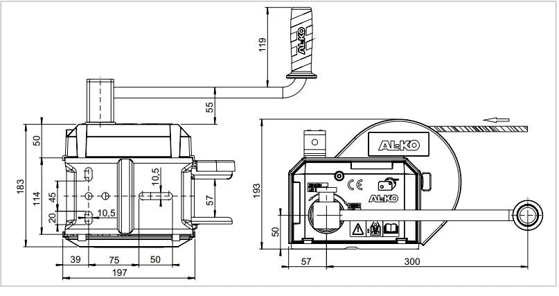 Seilwinde ALKO 901 Plus A / 900 kg / AL-KO 1730014 mit Gurt + Montage-Set (80er)